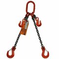 Hsi Two Leg Chain Slng, Adjstbl Type A, 3/8 in dia, 5ft L, Oblong Link to Slng Hook, 15,200lb Lmt 10ADOS3/8A-05